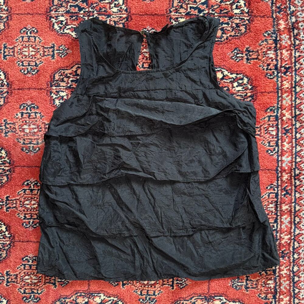 Ann Taylor S Black Layered Ultra‎ Lightweight Silk Blend Sleeveless Top